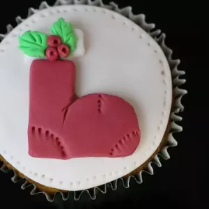 Cupcake decorado para o Natal – Bota do papai Noel